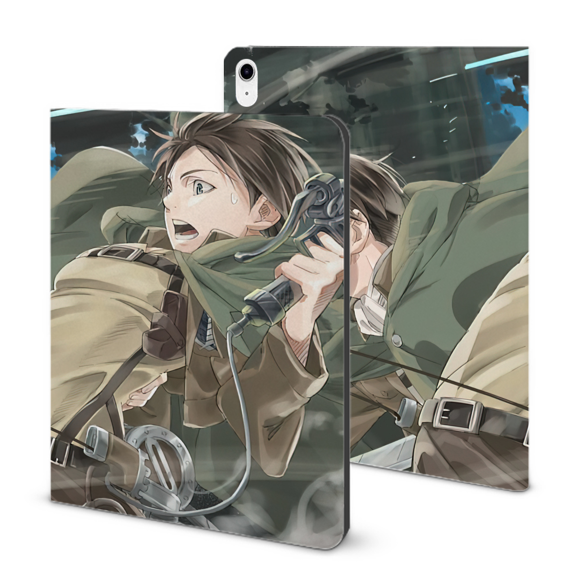 （画像用） 進撃の巨人 Attack on Titan IPad ケース ブック型 PUレザー TPU 耐衝撃 軽量 薄型 ペン収納なし 全面保護 IPad 各モデル対応